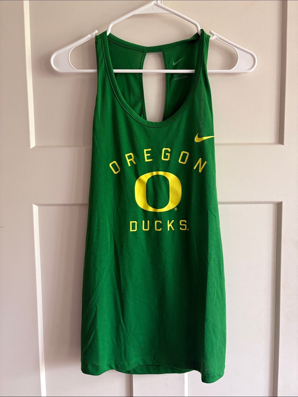 Nike Green & Yellow Oregon Ducks Tank Top Sz S Open Back NWT spirit wear